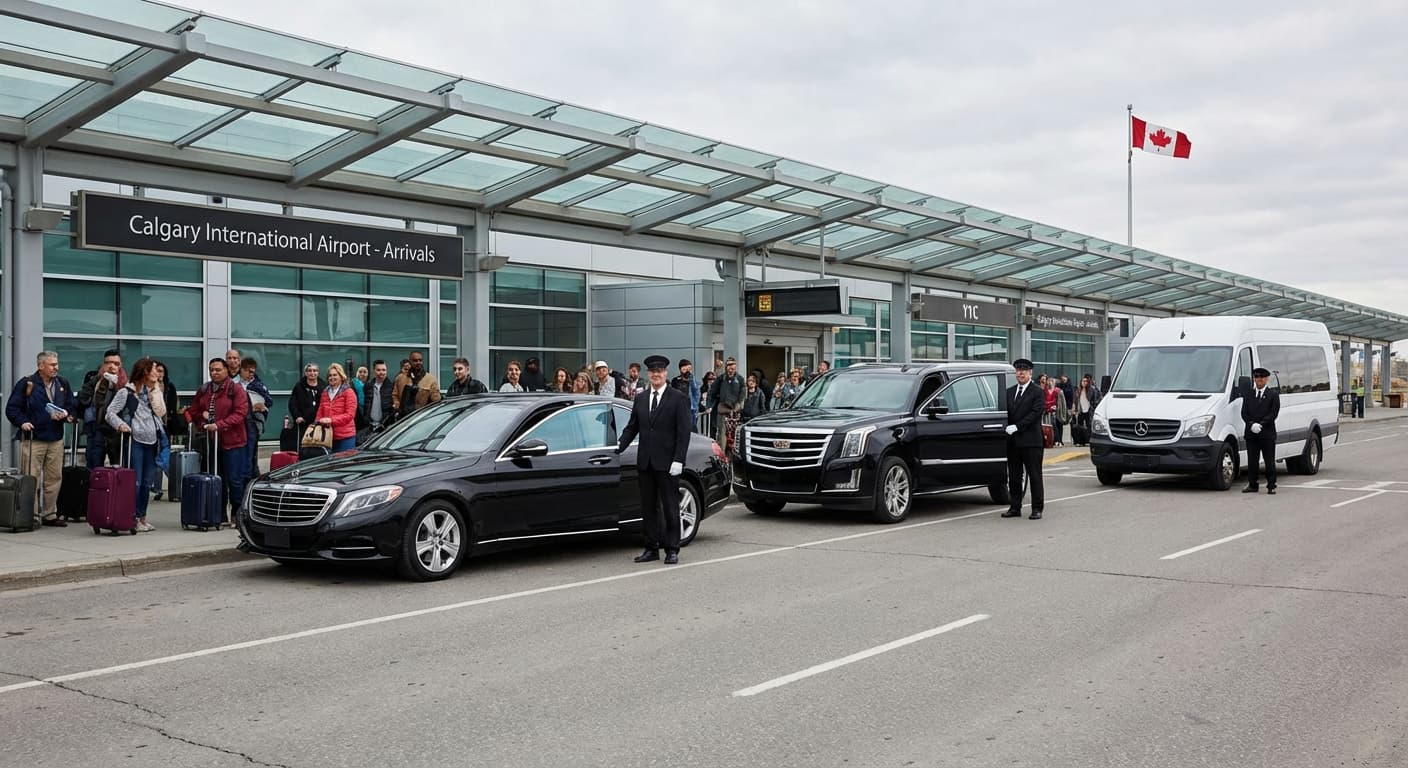 Group airport transfer with multiple vehicles at Calgary Airport