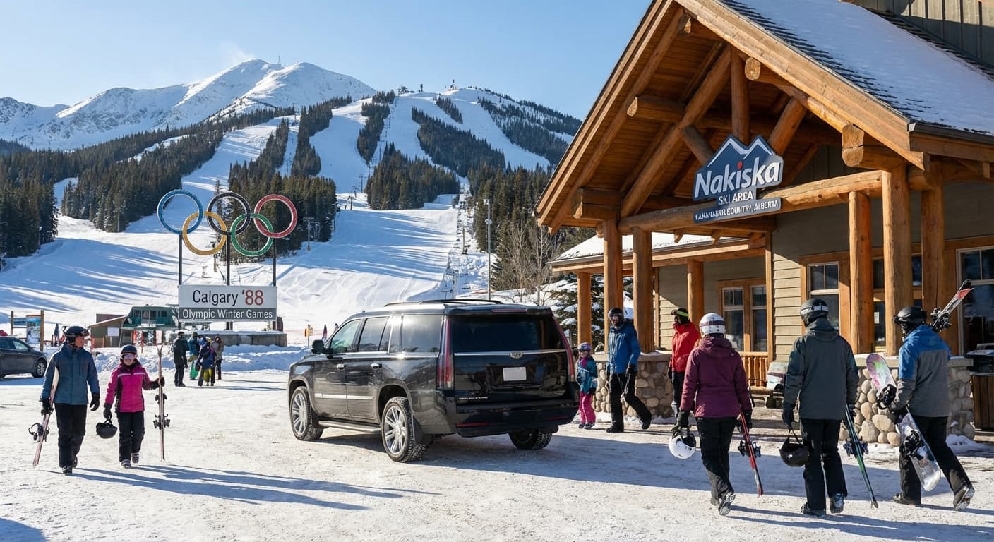 Private transfer from Calgary to Nakiska ski resort in Kananaskis