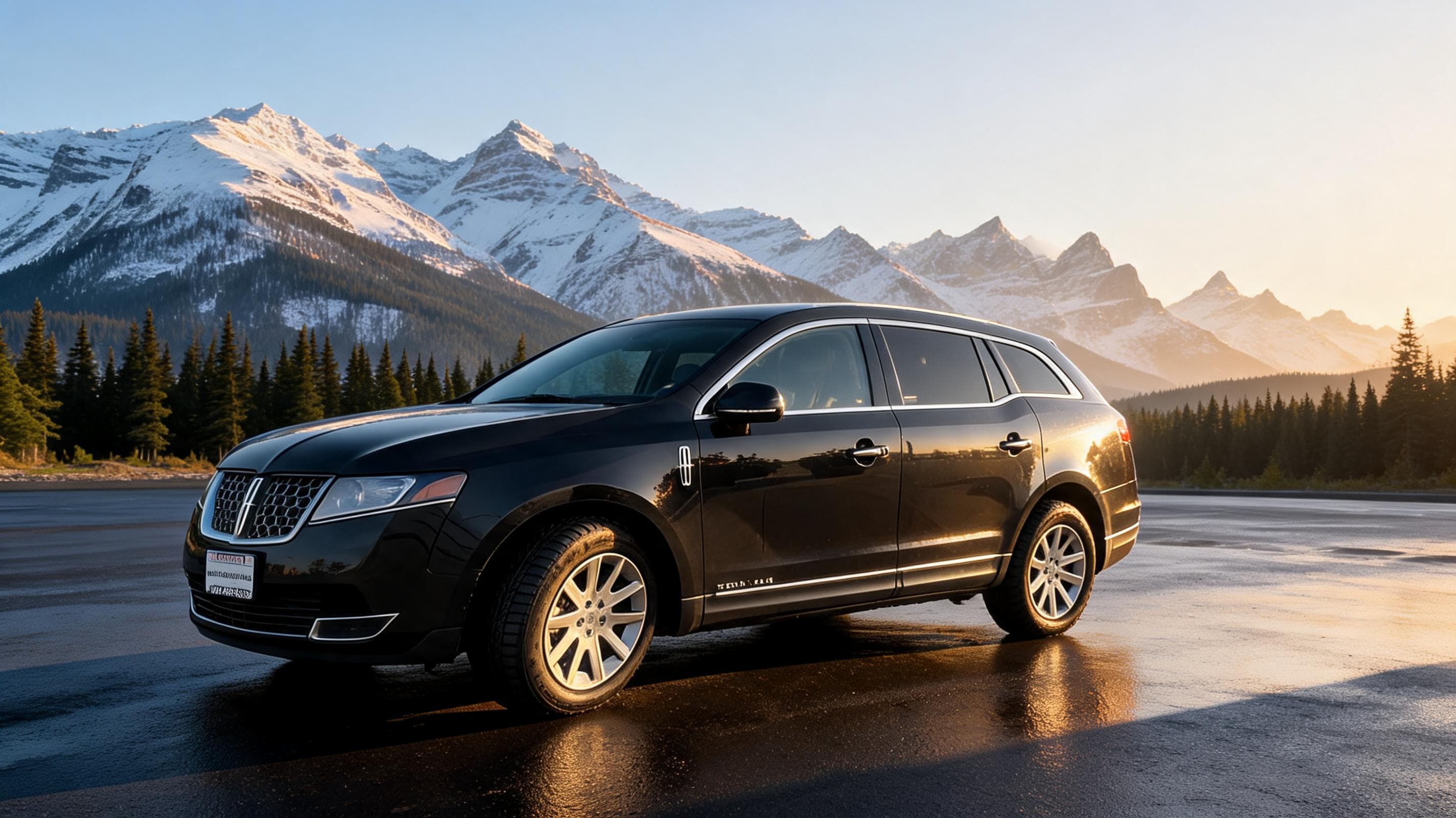 Lincoln MKT luxury sedan in front of the Rockies