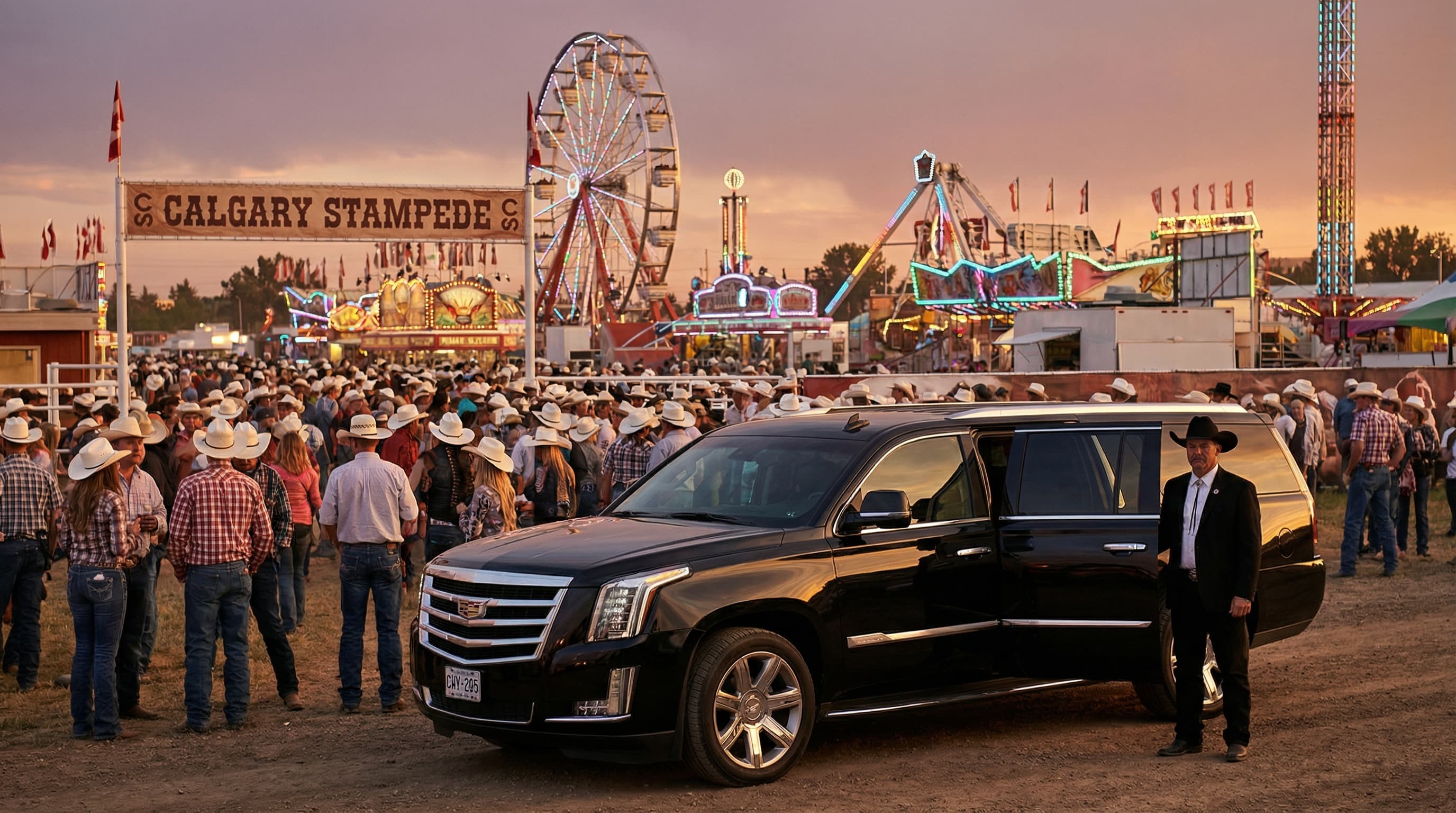 Calgary Stampede 2026 luxury transportation - Escalade at Stampede grounds